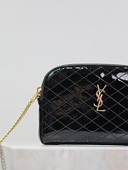 YSL Gaby Patent Black Leather Bag - 19x3x3.5cm  - 5