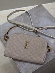 	 YSL Gaby Suede Grey Leather Bag - 19x3x3.5cm - 4