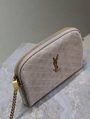 	 YSL Gaby Suede Grey Leather Bag - 19x3x3.5cm - 2