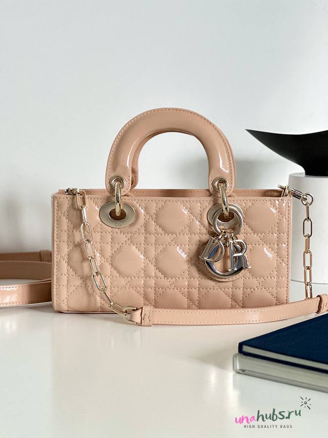 Dior Lady D-Joy Beige Patent Bag - 22*6*12Cm - 1