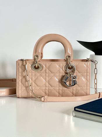 Dior Lady D-Joy Beige Patent Bag - 22*6*12Cm