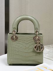 Dior Lady Mini Crocodile Green Leather Bag - 17cm - 4