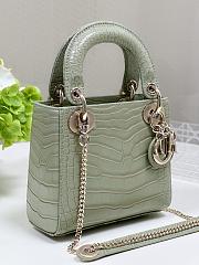 Dior Lady Mini Crocodile Green Leather Bag - 17cm - 3