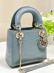 	 Dior Lady Mini Crocodile Blue Leather Bag - 17cm - 6