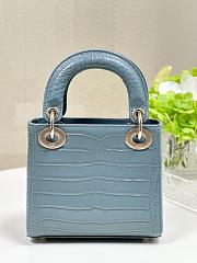 	 Dior Lady Mini Crocodile Blue Leather Bag - 17cm - 5