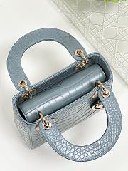 	 Dior Lady Mini Crocodile Blue Leather Bag - 17cm - 4