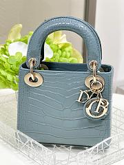 	 Dior Lady Mini Crocodile Blue Leather Bag - 17cm - 3