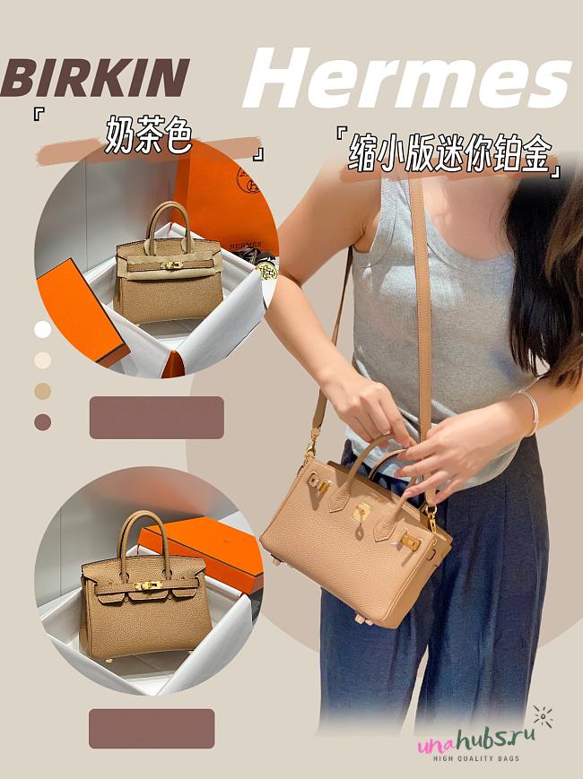 Hermes Mini Birkin Light Brown Toge Bag - 20cm - 1