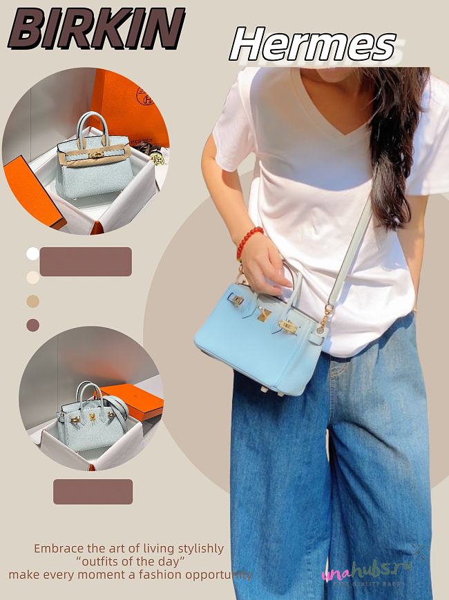 Hermes Mini Birkin Light Blue Toge Bag - 20cm - 1