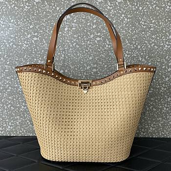 Valentino Garavani Rockstud Raffia Tote - 31x30x13.5cm