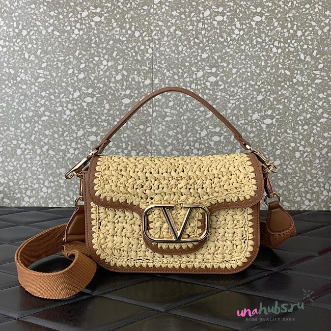 Valentino Garavani Alltime Raffia Shoulder Bag - 23.5x18x8cm - 1