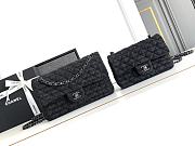 Chanel Classic Flap Bag Black Tweed and Leather Bag  - 1