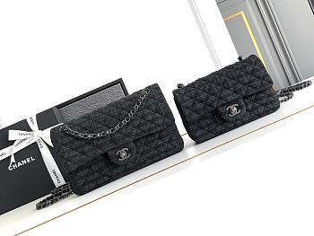 Chanel Classic Flap Bag Black Tweed and Leather Bag 