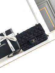 Chanel Classic Flap Bag Black Tweed and Leather Bag  - 3