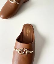 Valentino Garavani Vlogo Signature Leather Brown Mules - 3