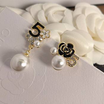 Chanel No 5 Black Earrings