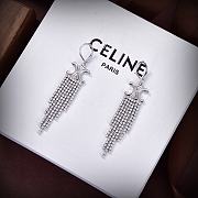 Celine Triomphe Fringe Earrings in Brass with Gold Finish and Strass - 3