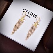 Celine Triomphe Fringe Earrings in Brass with Gold Finish and Strass - 2