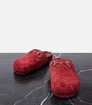 Gucci Horsebit Rosso Ancora red GG suede burgundy suede mules - 1