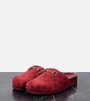 Gucci Horsebit Rosso Ancora red GG suede burgundy suede mules - 2