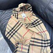 Burberry Check Wool Cashmere Hooded Scarf - 1