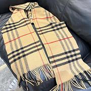 Burberry Check Wool Cashmere Hooded Scarf - 5