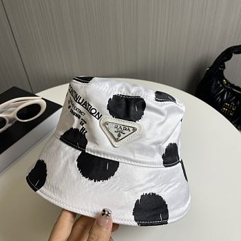 Prada Panama Re Nylon Metal Triangle logo polka dot hat