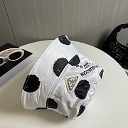 Prada Panama Re Nylon Metal Triangle logo polka dot hat - 4