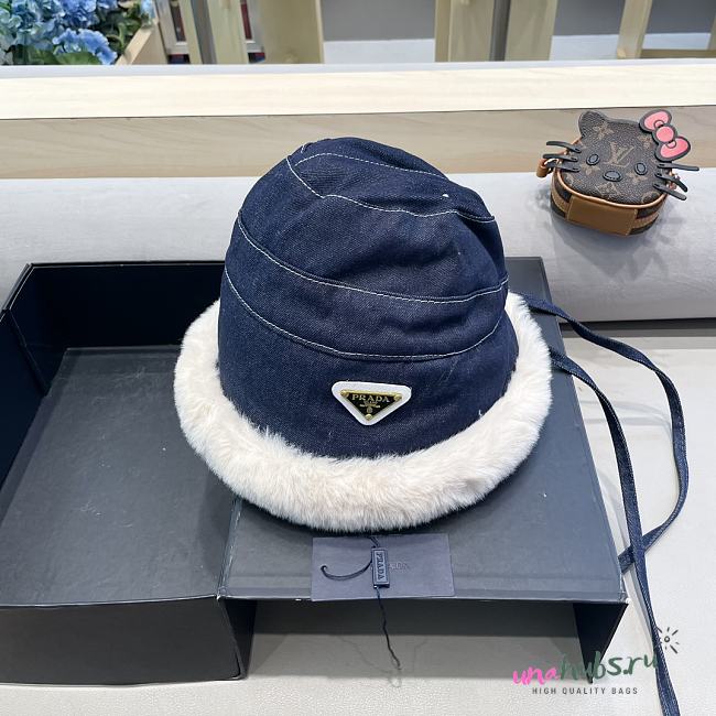 Prada Fur Denim Bucket Hat - 1