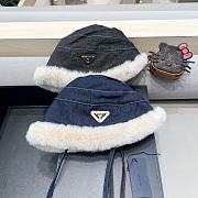 Prada Fur Denim Bucket Hat - 4