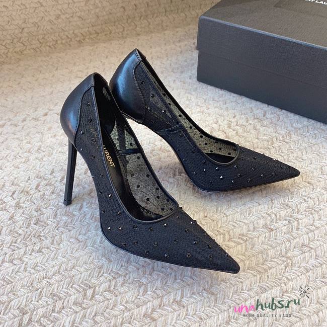 YSL ANJA pumps in rhinestone mesh in black 10.5cm - 1