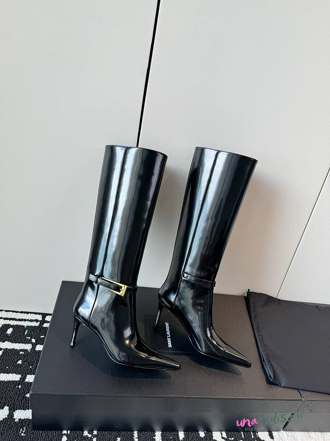 YSL 110mm vendome leather buckle long boots - 1