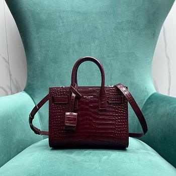 YSL Sac De Jour Crocodile Leather In Burgundy - 22x11.5x17.5