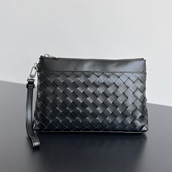 Bottega Veneta Black Intrecciato Prism Clutch Bag 25x17x4cm