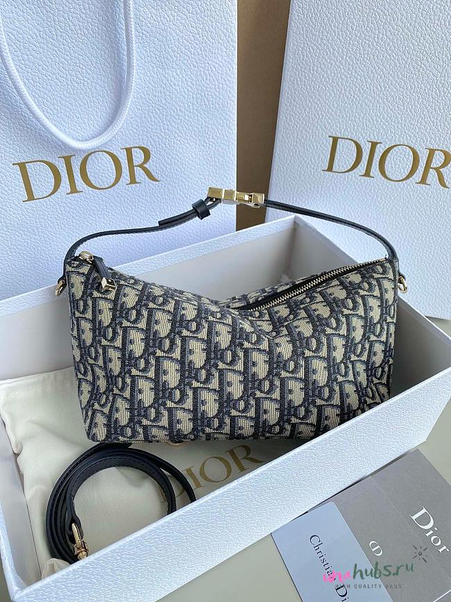 Dior Medium Nomad Pouch Blue Oblique Jacquard - 1