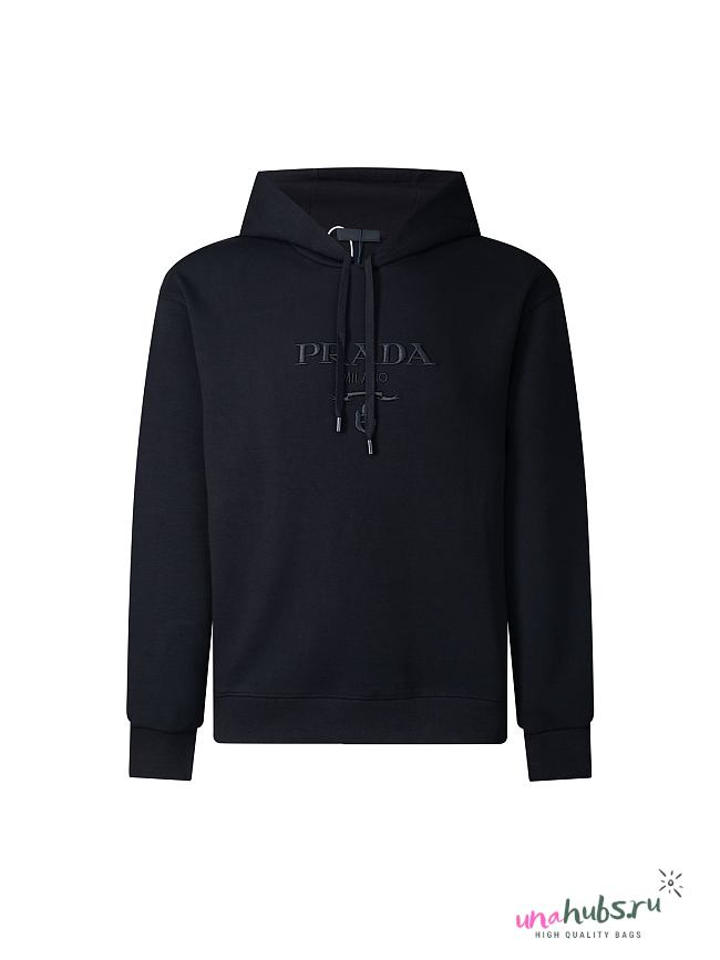 Prada Hoodie With Logo On The Front In Nero - 1