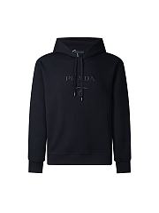 Prada Hoodie With Logo On The Front In Nero - 1