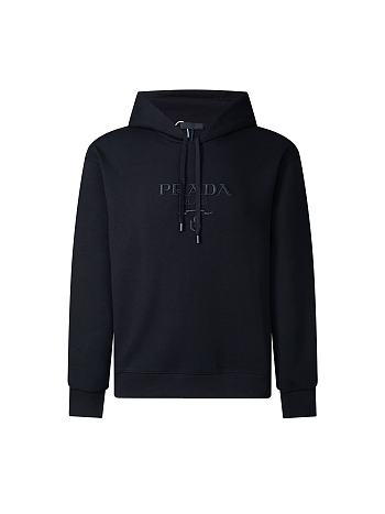 Prada Hoodie With Logo On The Front In Nero