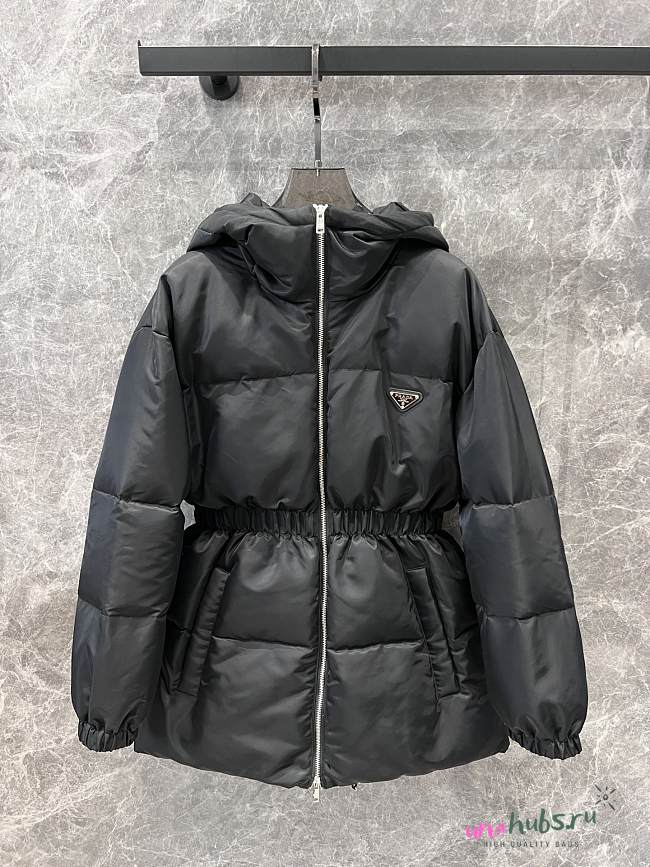 Prada Re-Nylon Hooded Puffer Jacket - Black - 1