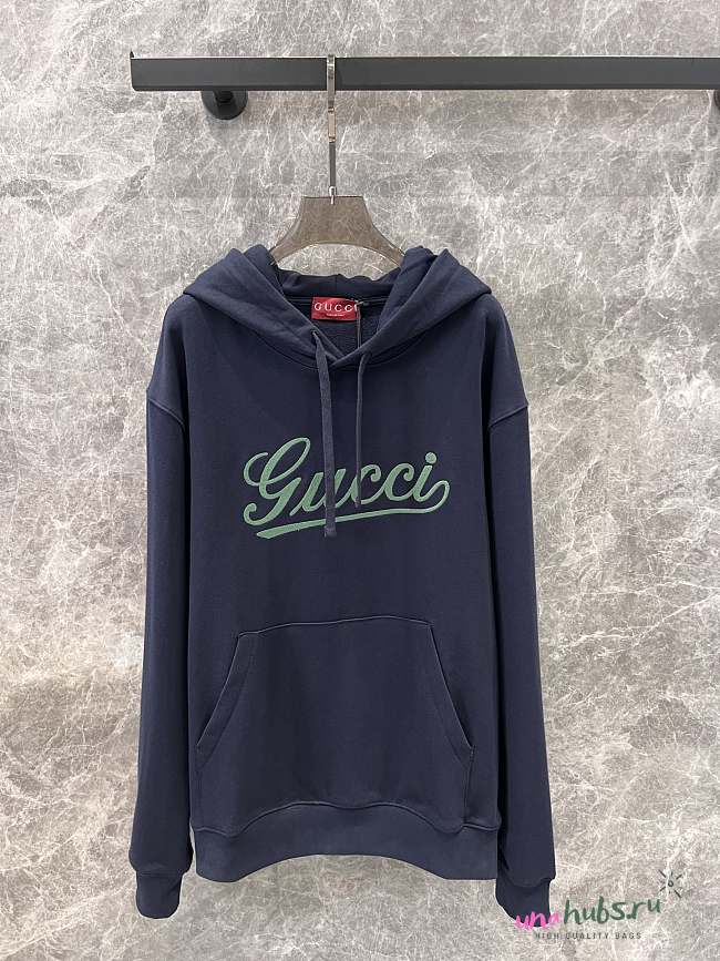 GUCCI Navy blue hoodie with logo - 1