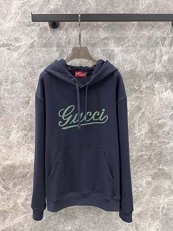 GUCCI Navy blue hoodie with logo