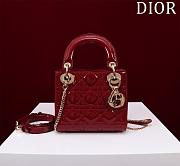 Dior Mini Lady Dark Red Patent Leather Bag - 1