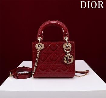 Dior Mini Lady Dark Red Patent Leather Bag