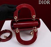 Dior Mini Lady Dark Red Patent Leather Bag - 3