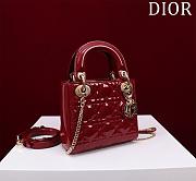 Dior Mini Lady Dark Red Patent Leather Bag - 4