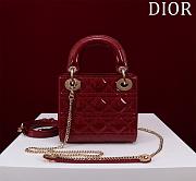 Dior Mini Lady Dark Red Patent Leather Bag - 2