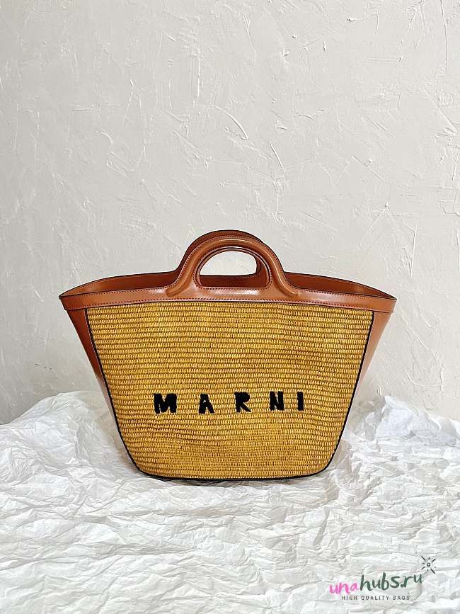 Marni Raffia Tote Bag with Logo Embroidery - 40×27×21cm - 1