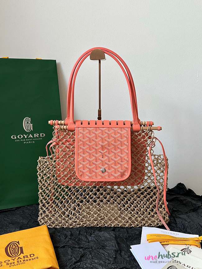 Goyard Aligre Bag Rafia and Coral Coated Canvasin 3 colors - 40×32×6cm - 1