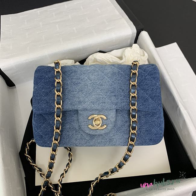 Chanel Small Classic Flap Bag Denim 20cm - 1