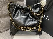  	 Chanel 22 Tote Black Shiny Calfskin & Gold-Tone Metal - 39 × 42 × 8 cm - 1